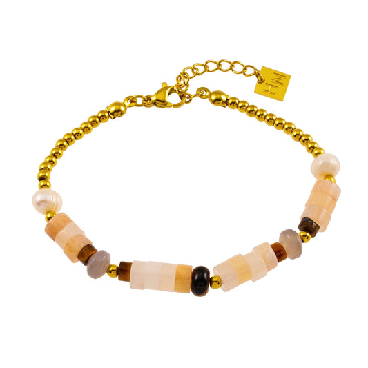 Chalcedony Stones, with Fresh Water Pearls Bracelet