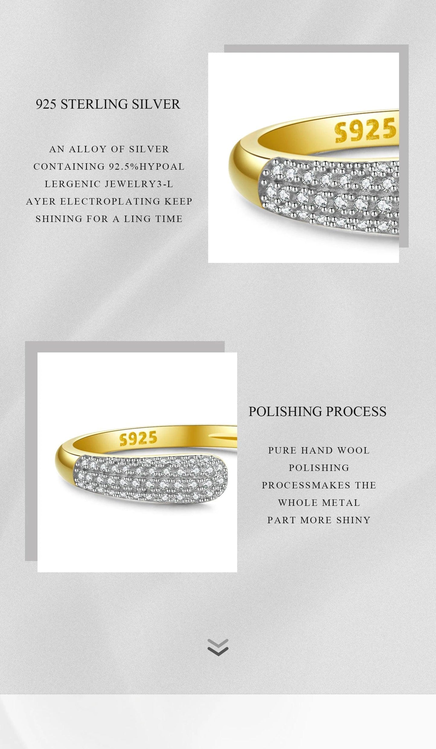 925 Sterling Silver Adjustable Zircon Ring