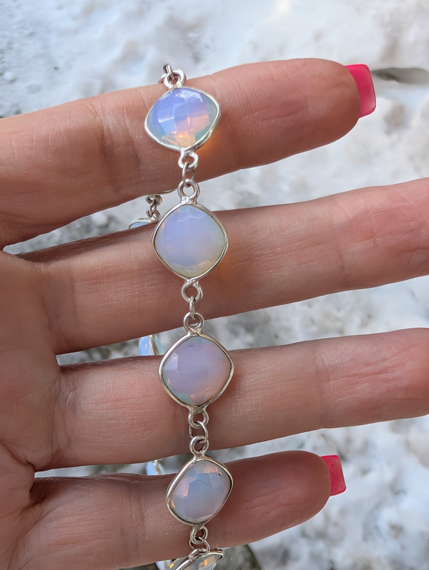 Moonlit Drift — Opalite Necklace in Sterling Silver