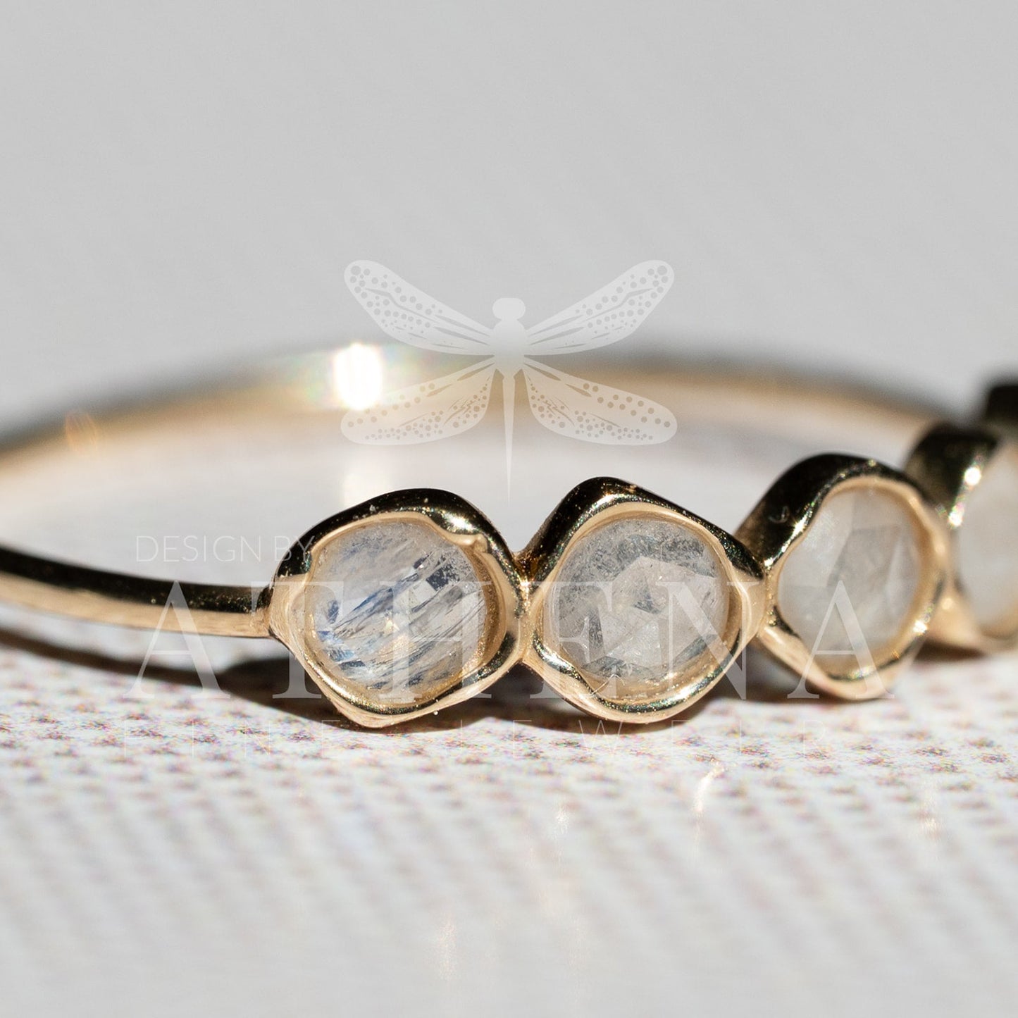 Moonstone Band Ring in 14K Yellow Gold