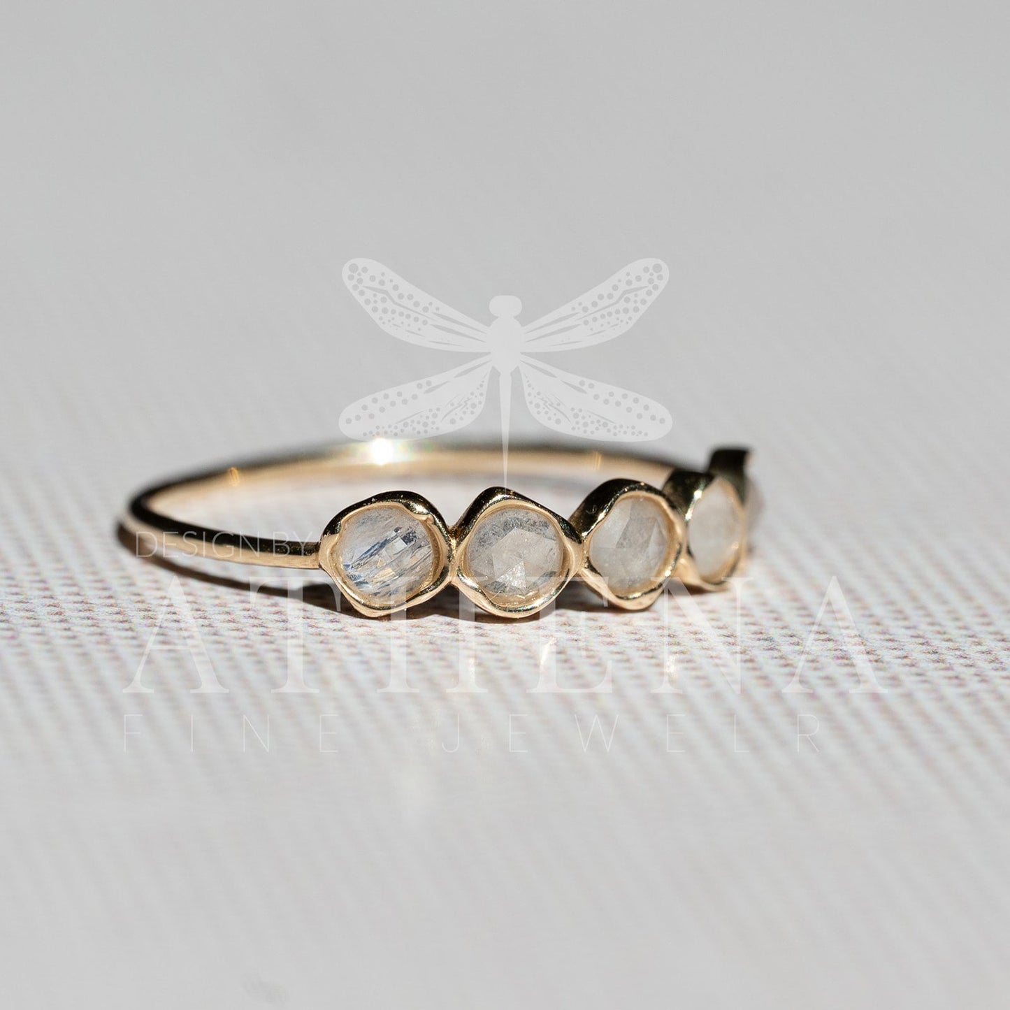 Moonstone Band Ring in 14K Yellow Gold