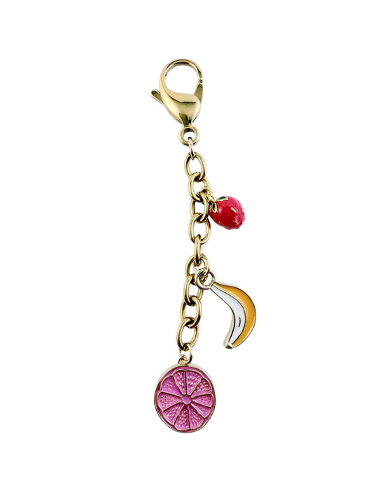 Gold Chain Bag Charm with Fruits