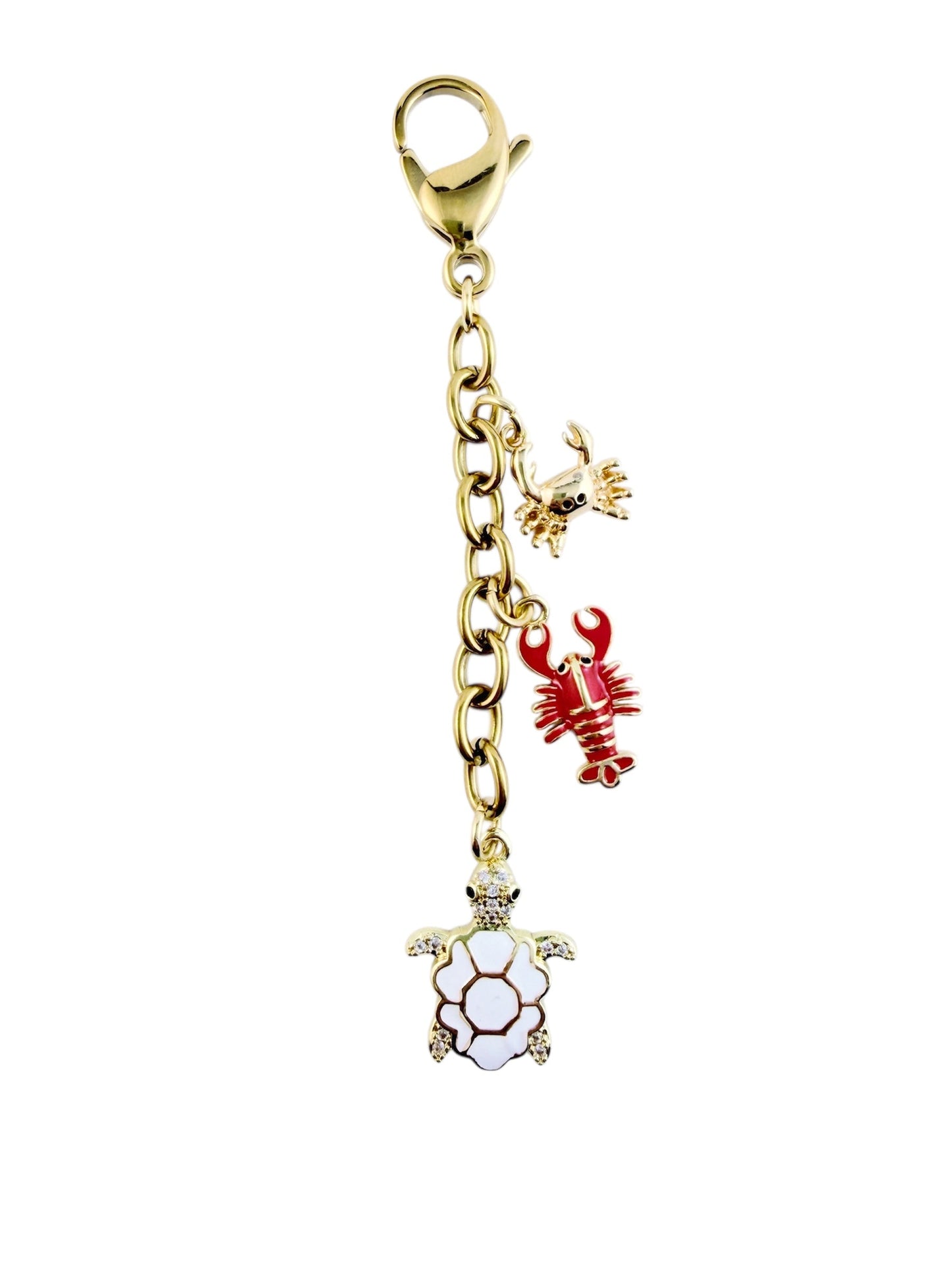 Gold Chain Bag Charm with sea creatures