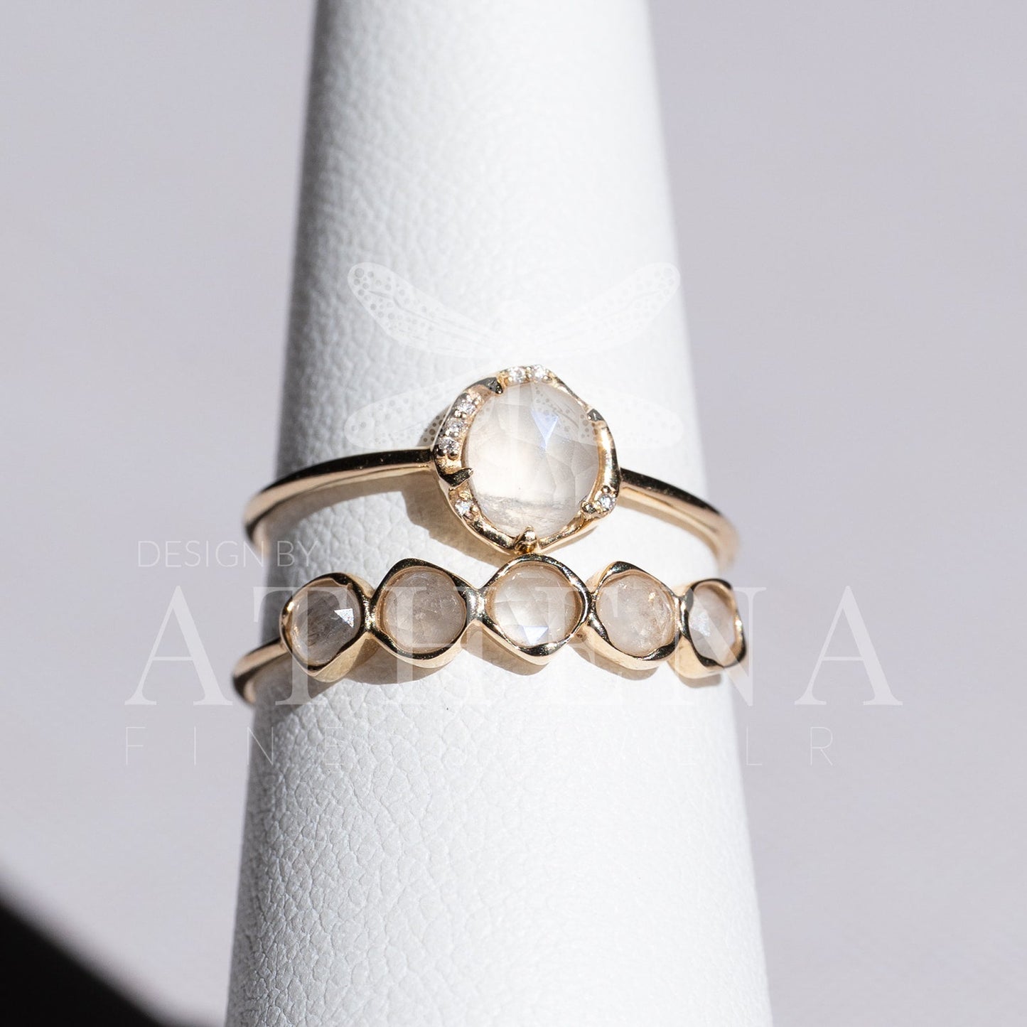 Moonstone Band Ring in 14K Yellow Gold