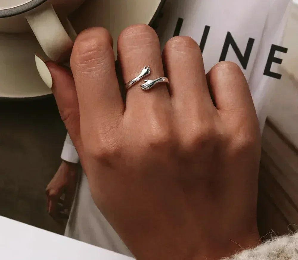 Sterling Silver Hug Ring (Adjustable)