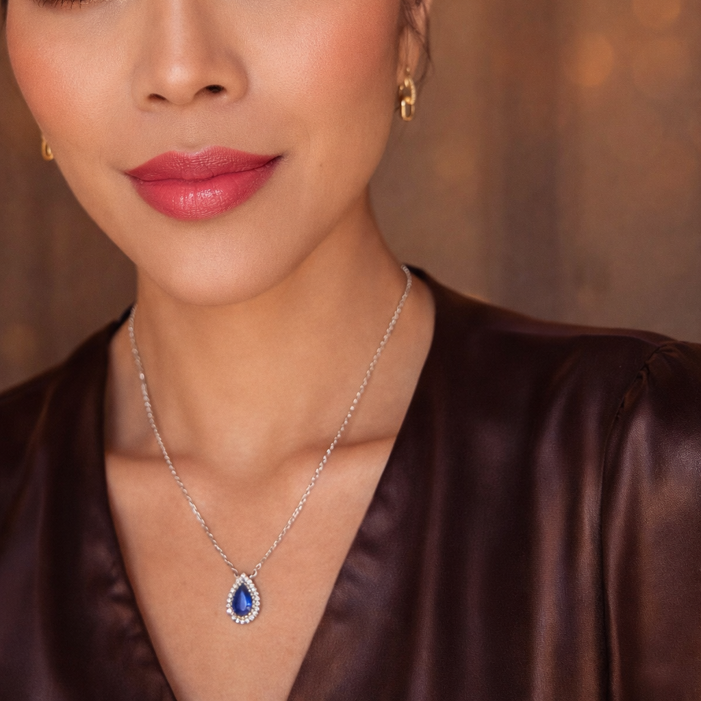 Royal Blue Halo Necklace