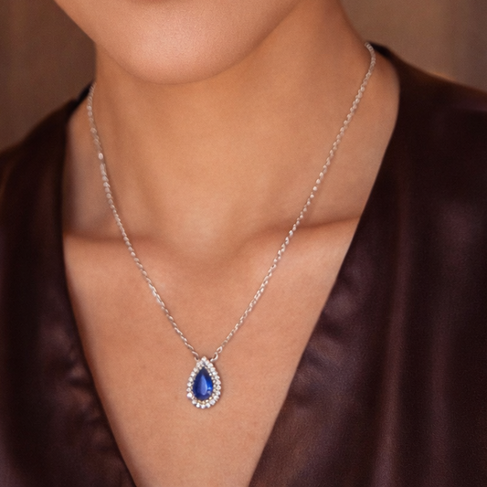 Royal Blue Halo Necklace