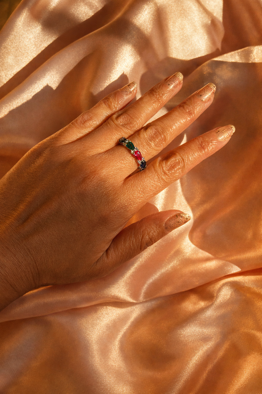 Elena Multi Stone Ring- A vibrant expression of confidence, colour, and modern luxury.