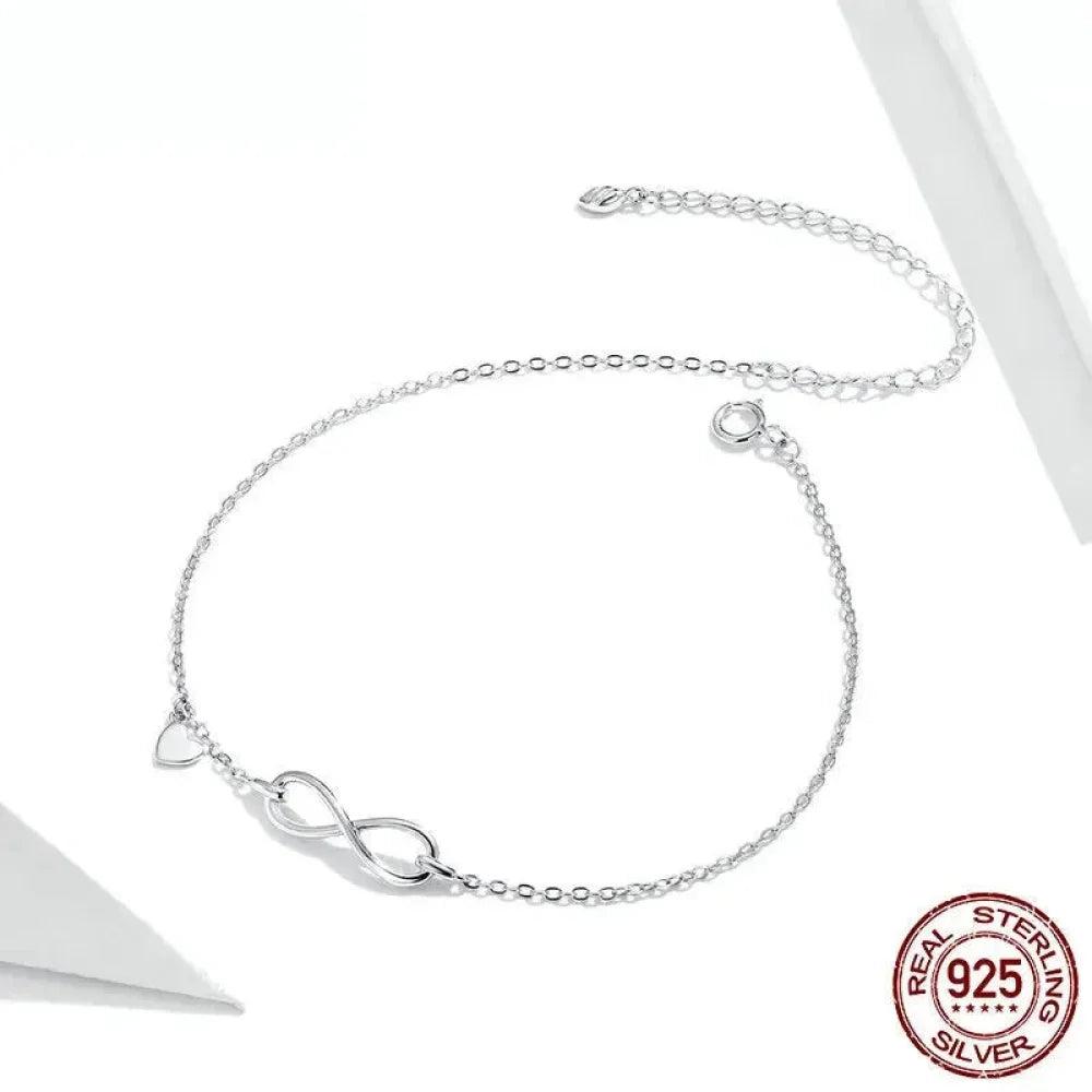 925 Sterling Silver Infinity Anklet