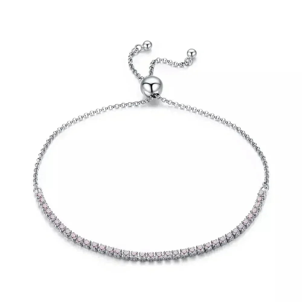 Sterling Silver CZ Tennis Bracelet – 14K Gold Plated Adjustable
