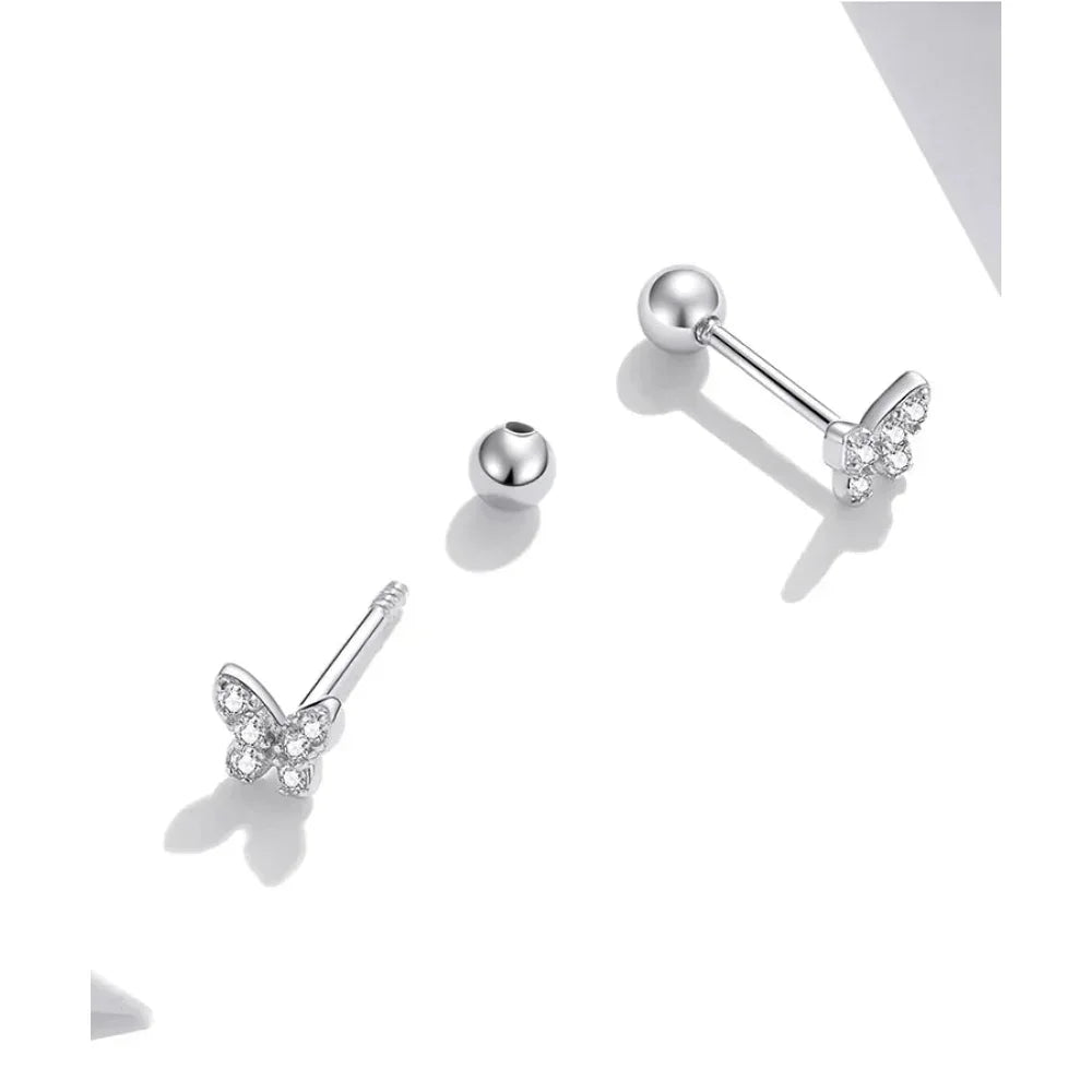 925 Sterling Silver Star And Butterfly Stud Earrings - Delicate And Fine Jewelry