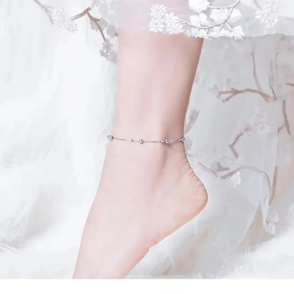925 Sterling Silver Bead Anklet