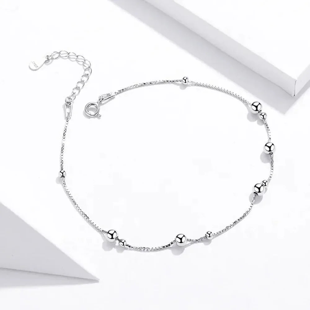 925 Sterling Silver Bead Anklet