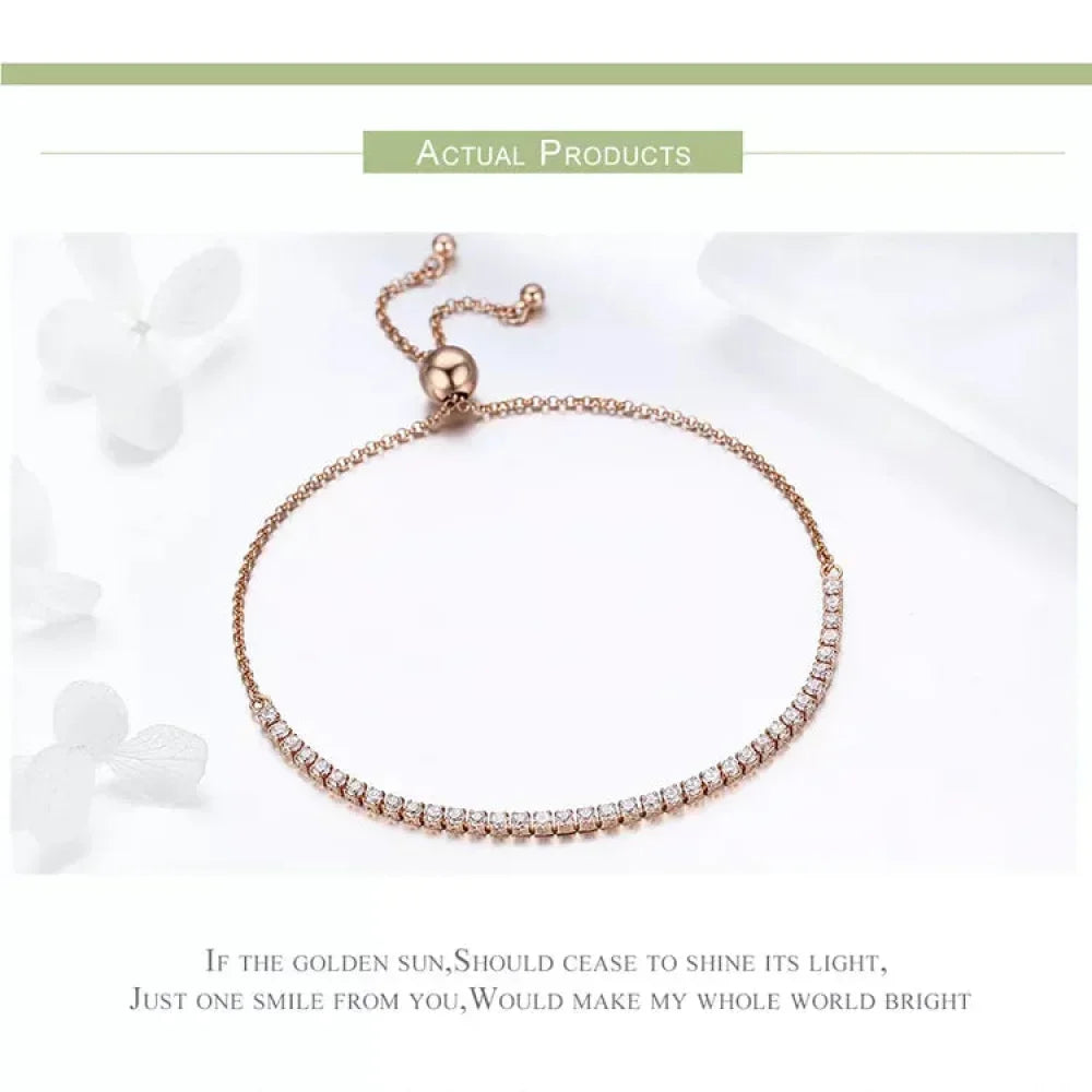 Sterling Silver CZ Tennis Bracelet – 14K Gold Plated Adjustable