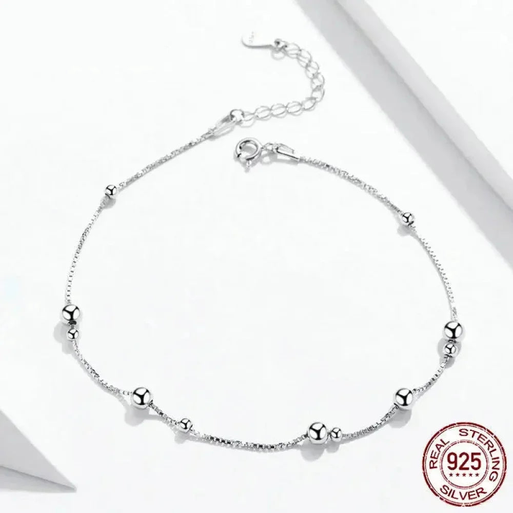 925 Sterling Silver Bead Anklet
