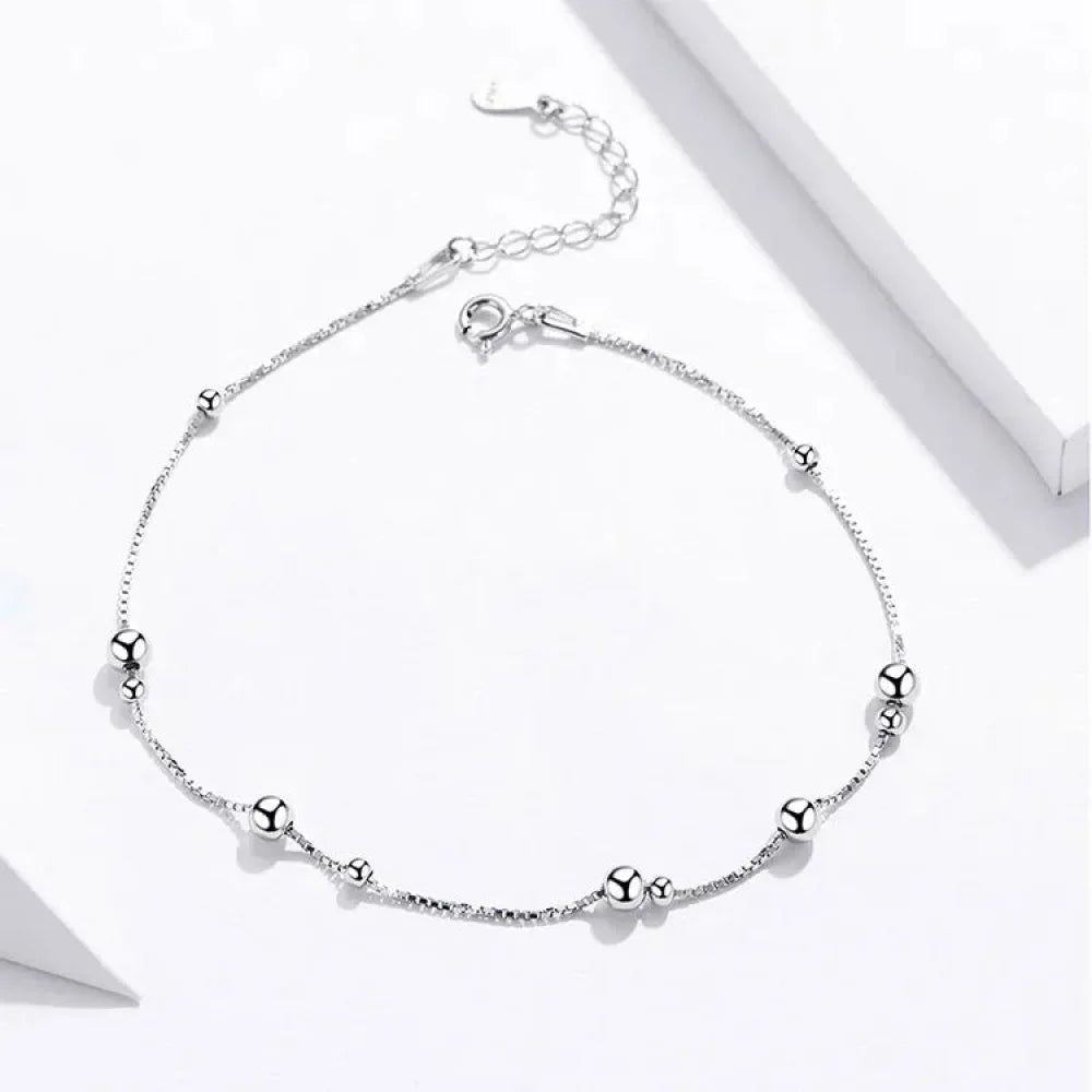 925 Sterling Silver Bead Anklet