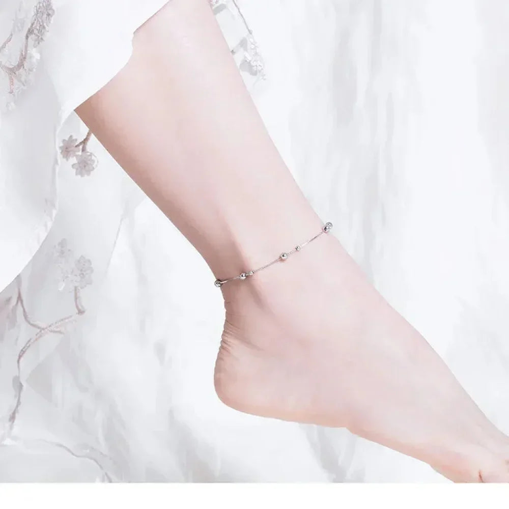 925 Sterling Silver Bead Anklet