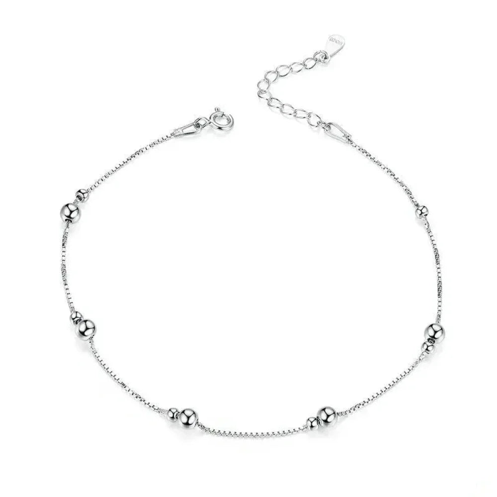 925 Sterling Silver Bead Anklet