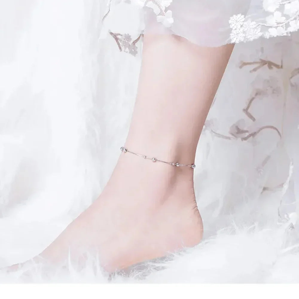 925 Sterling Silver Bead Anklet