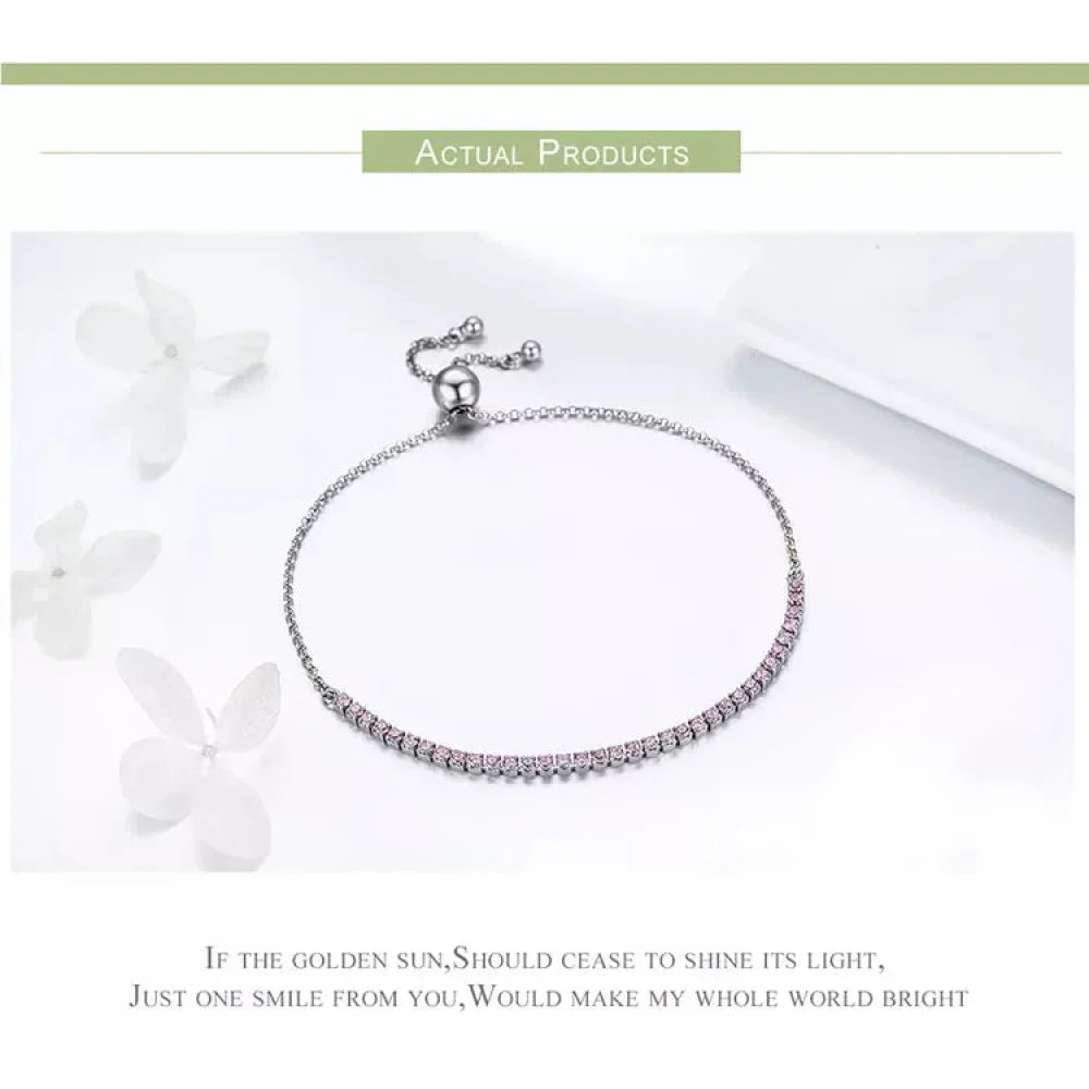 Sterling Silver CZ Tennis Bracelet – 14K Gold Plated Adjustable