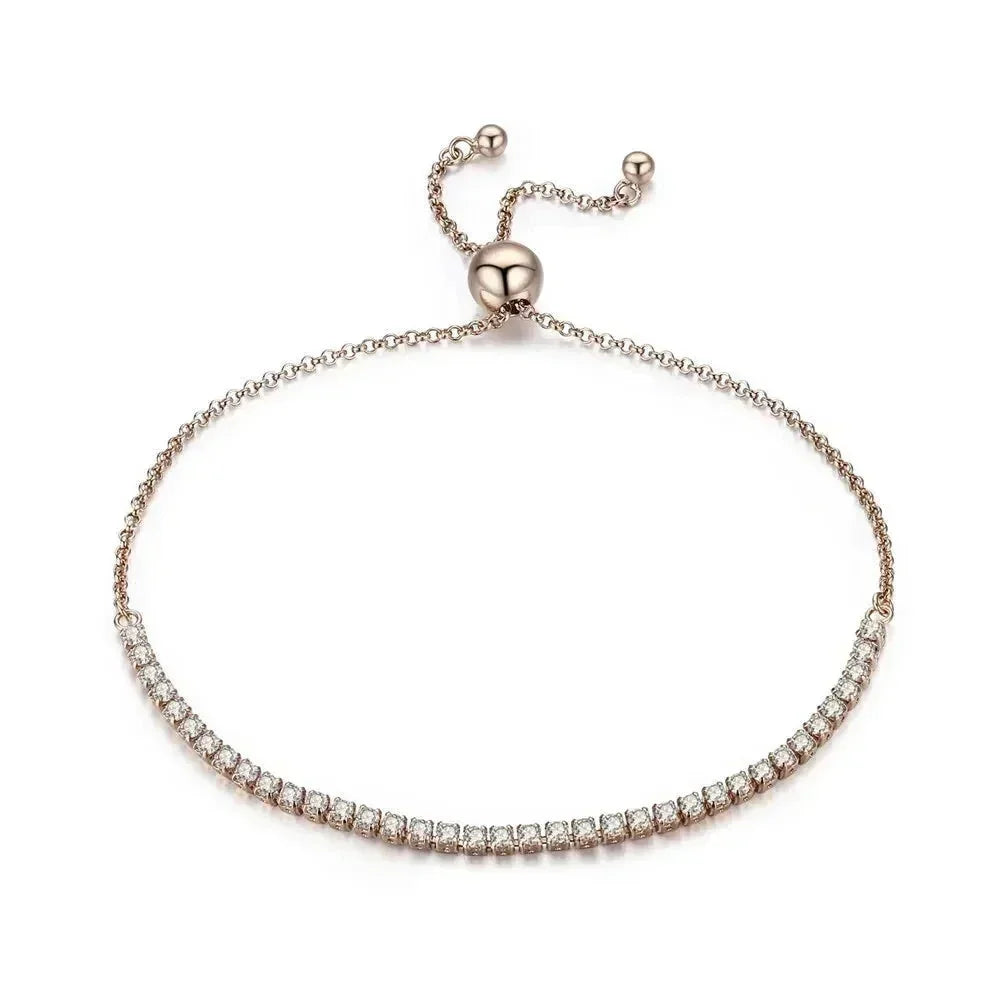 Sterling Silver CZ Tennis Bracelet – 14K Gold Plated Adjustable