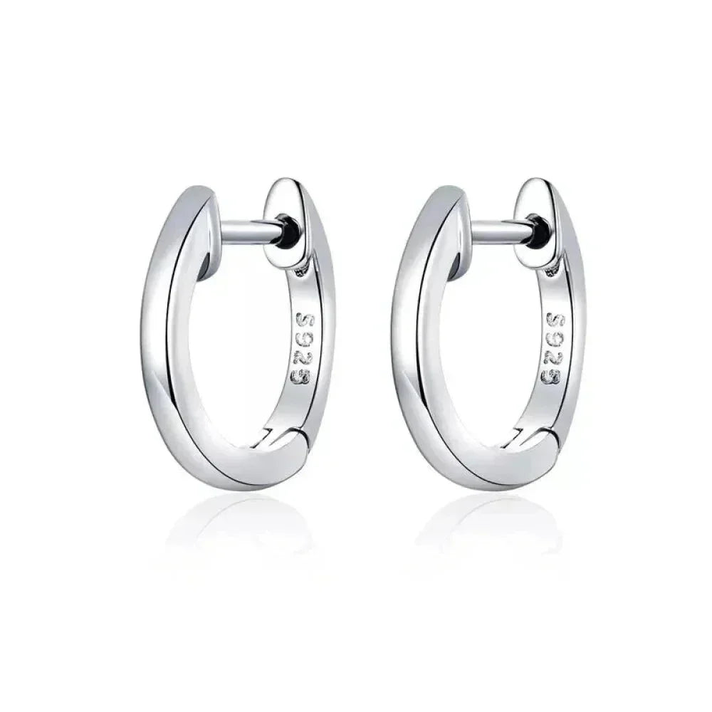Genuine Sterling Silver Hoop Earrings - Elegant Rose Gold Color - Women's Fashion jewelry SCE808