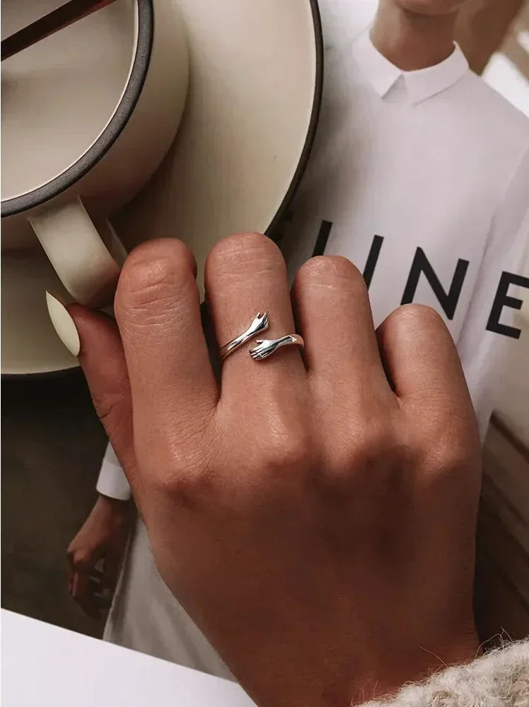Sterling Silver Hug Ring (Adjustable)