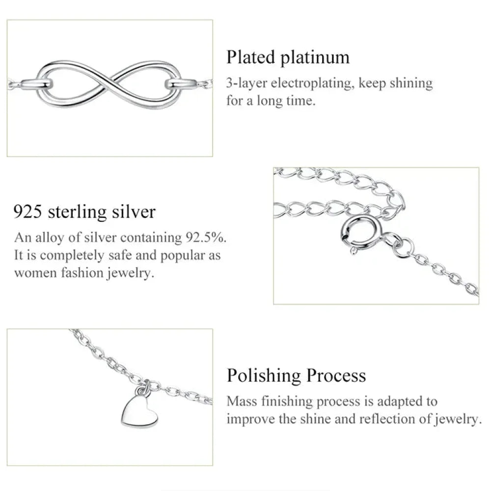 925 Sterling Silver Infinity Anklet