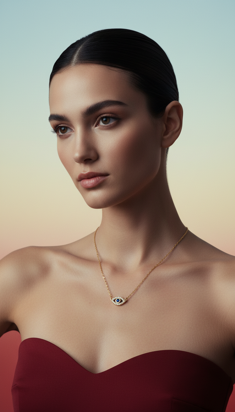 Evil Eye Necklace and Bracelet Set