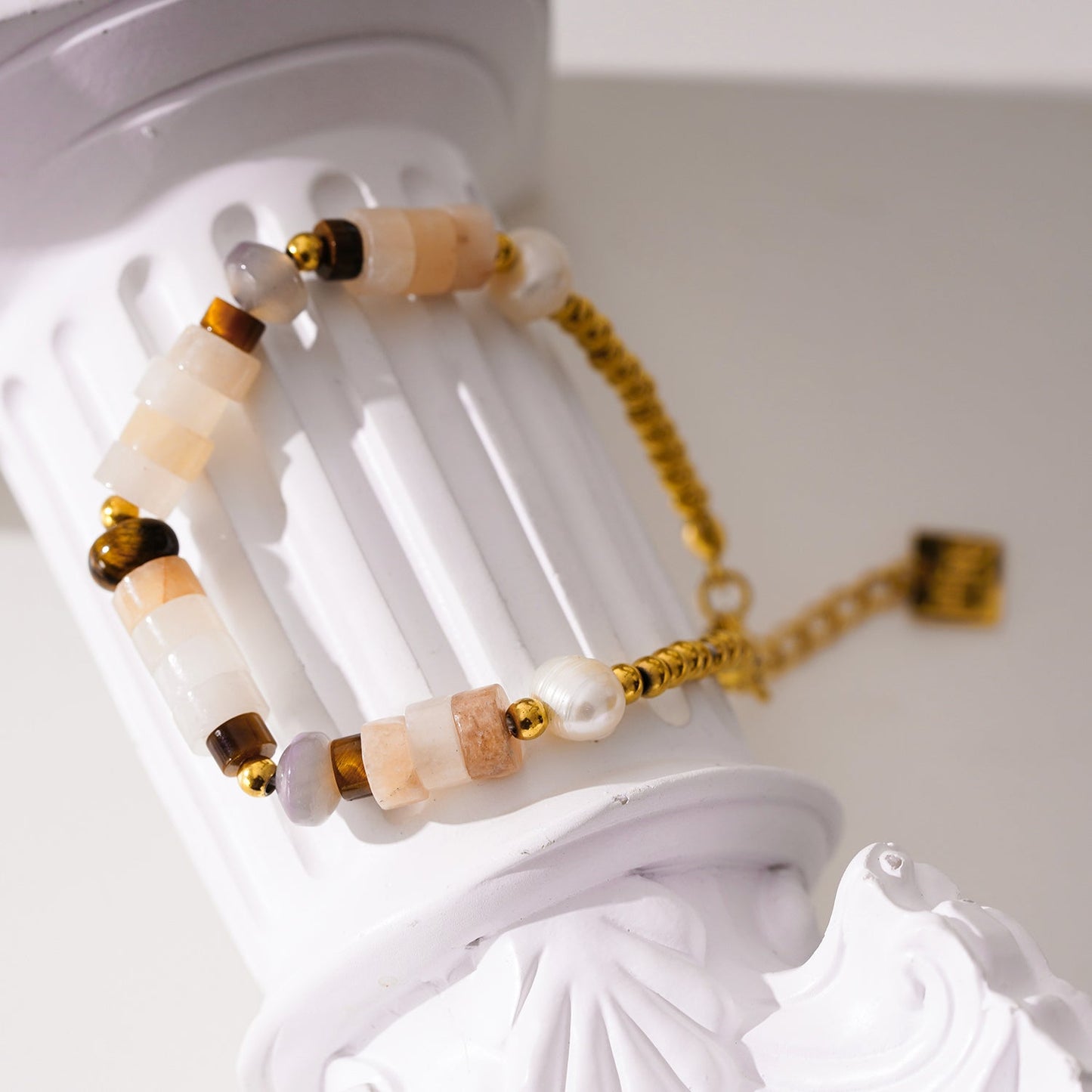 Chalcedony Stones, with Fresh Water Pearls Bracelet