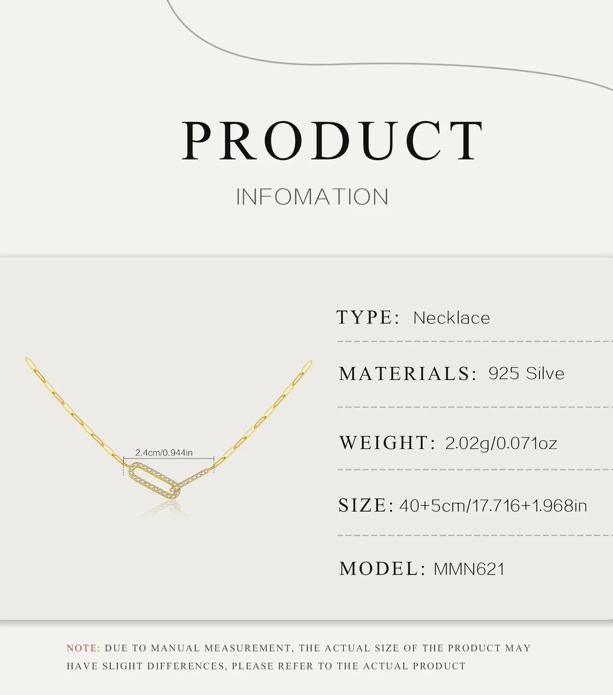 Modern Sterling Silver Link Necklace