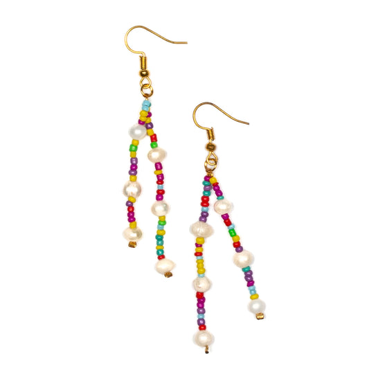 Double Drop Earrings With Pearls