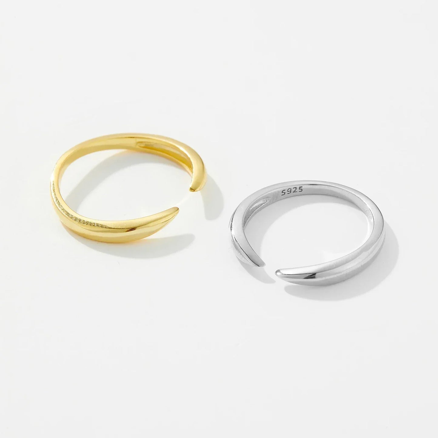 925 Sterling Silver Gold Talon Open Ring