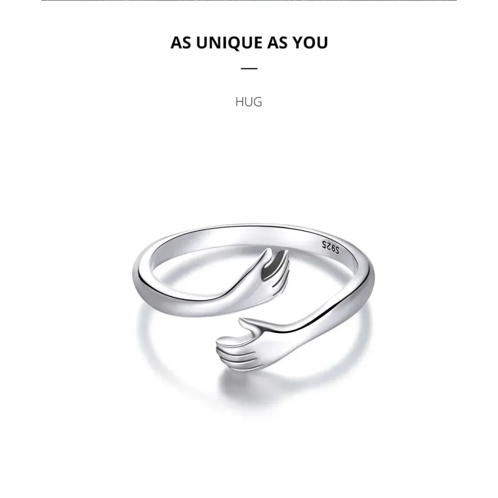 Sterling Silver Hug Ring (Adjustable)