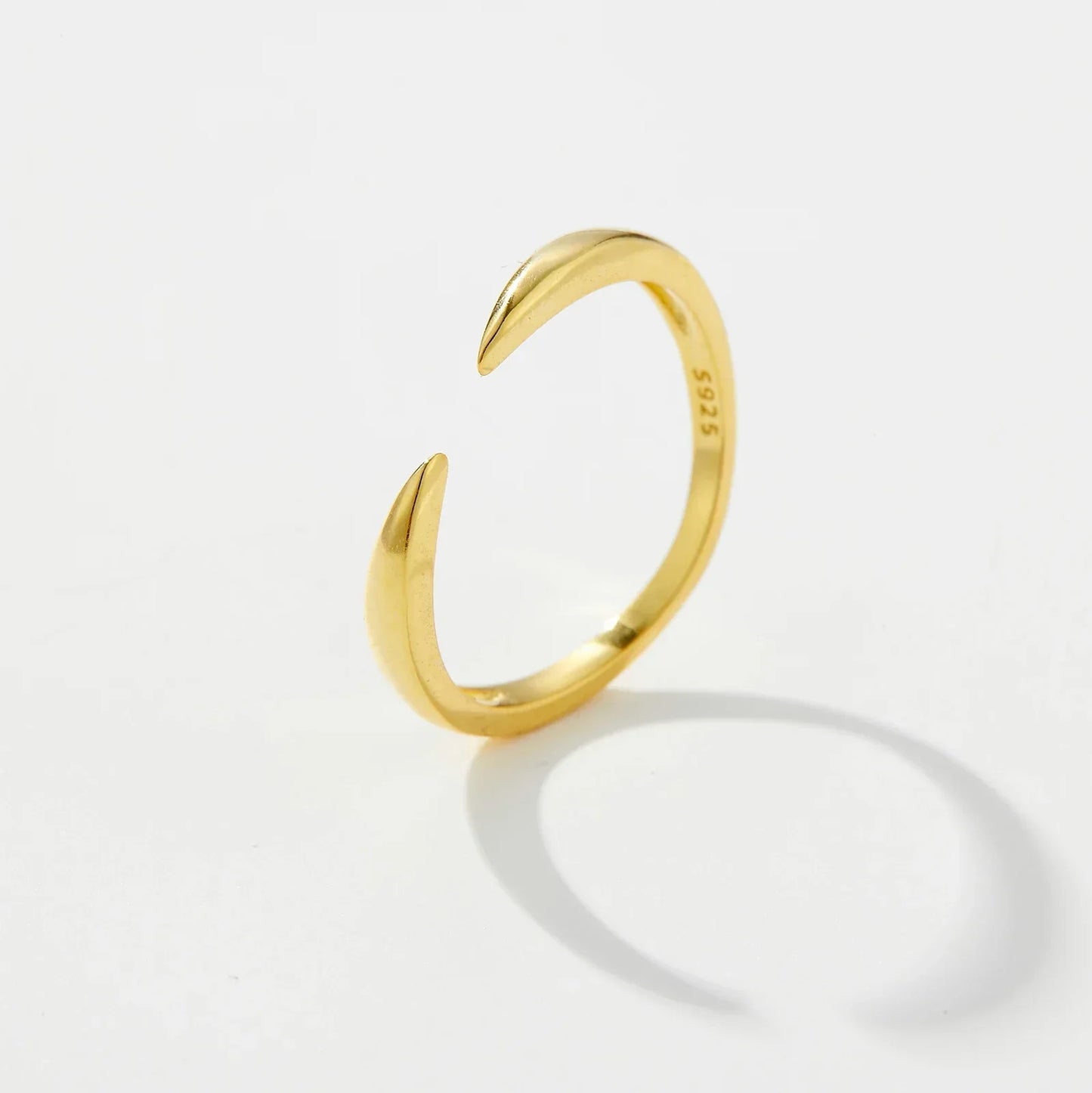 925 Sterling Silver Gold Talon Open Ring