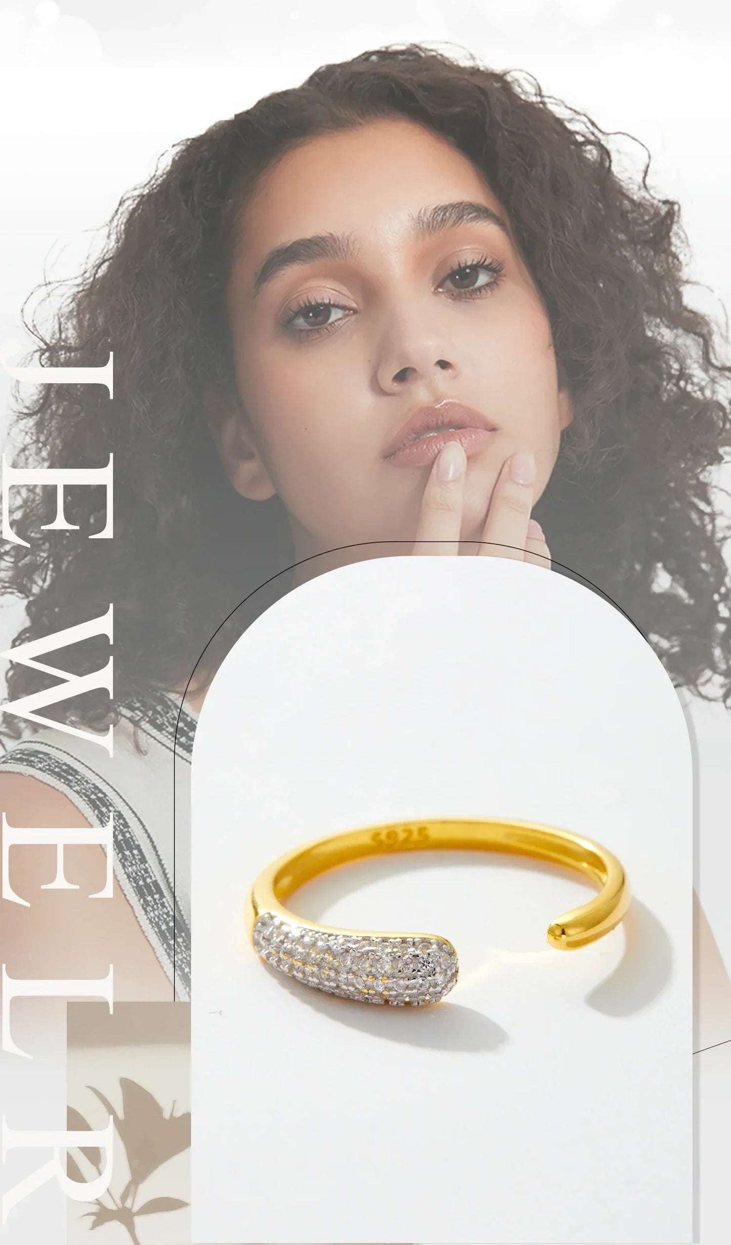 925 Sterling Silver Adjustable Zircon Ring