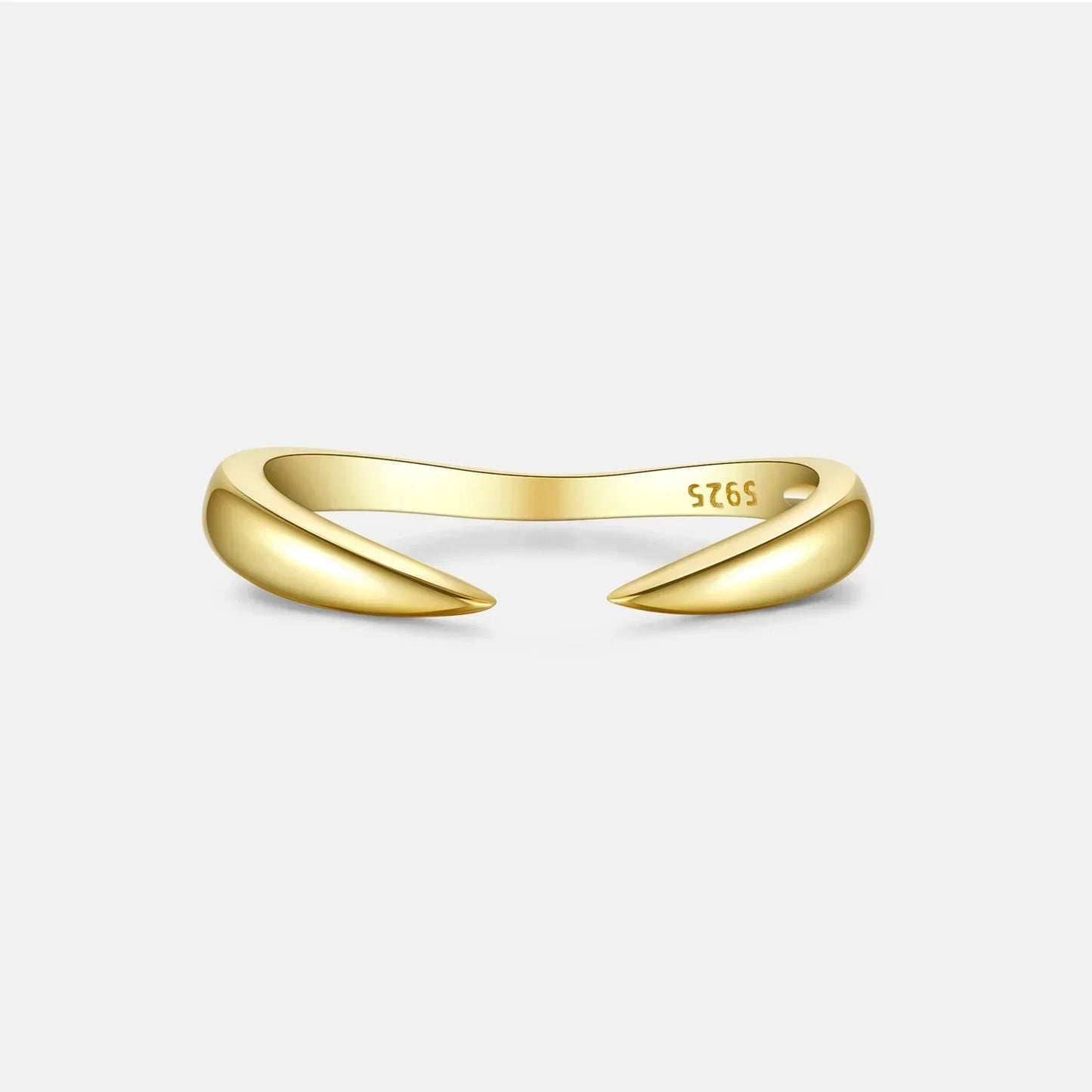 925 Sterling Silver Gold Talon Open Ring