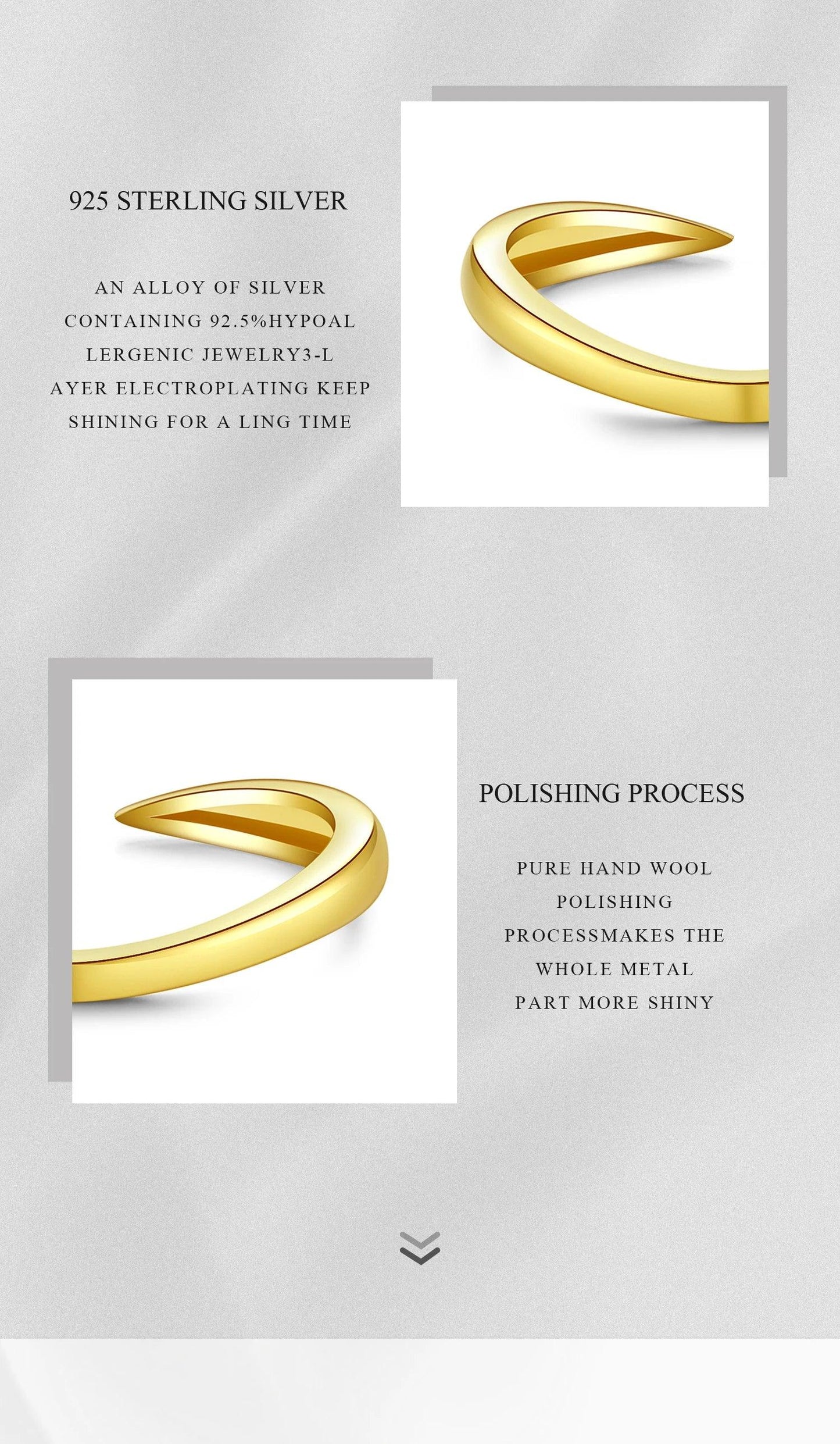 925 Sterling Silver Gold Talon Open Ring