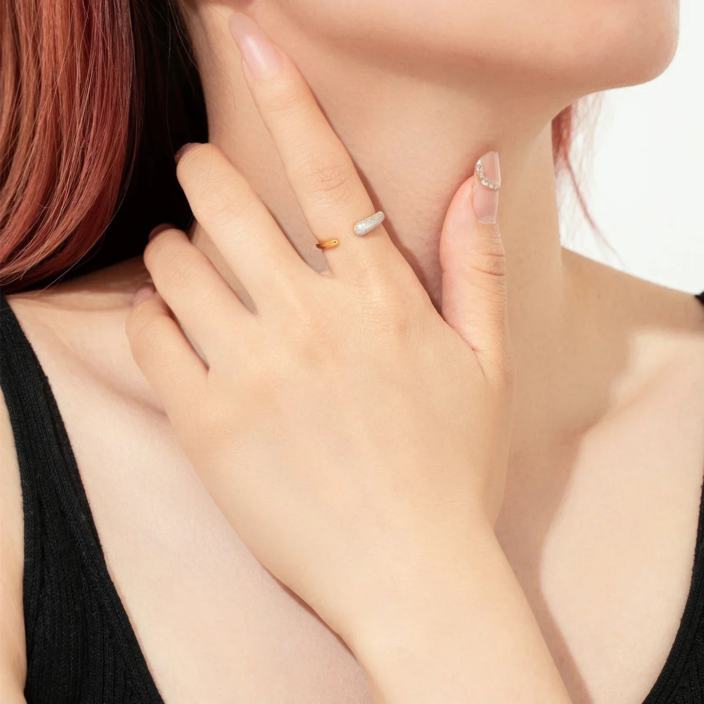 925 Sterling Silver Adjustable Zircon Ring