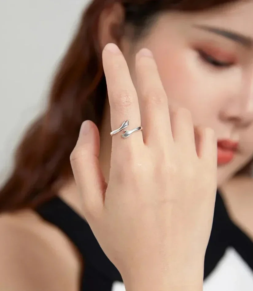 Sterling Silver Hug Ring (Adjustable)