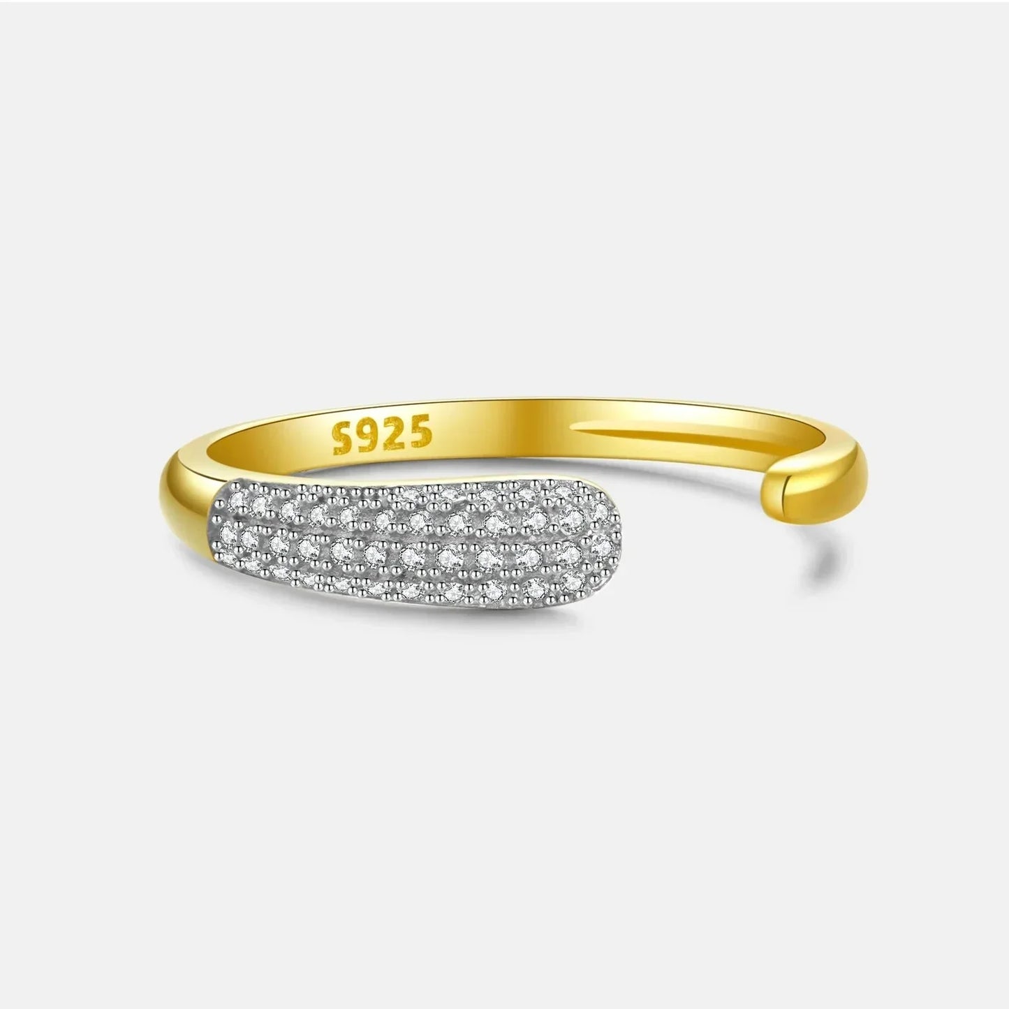 925 Sterling Silver Adjustable Zircon Ring