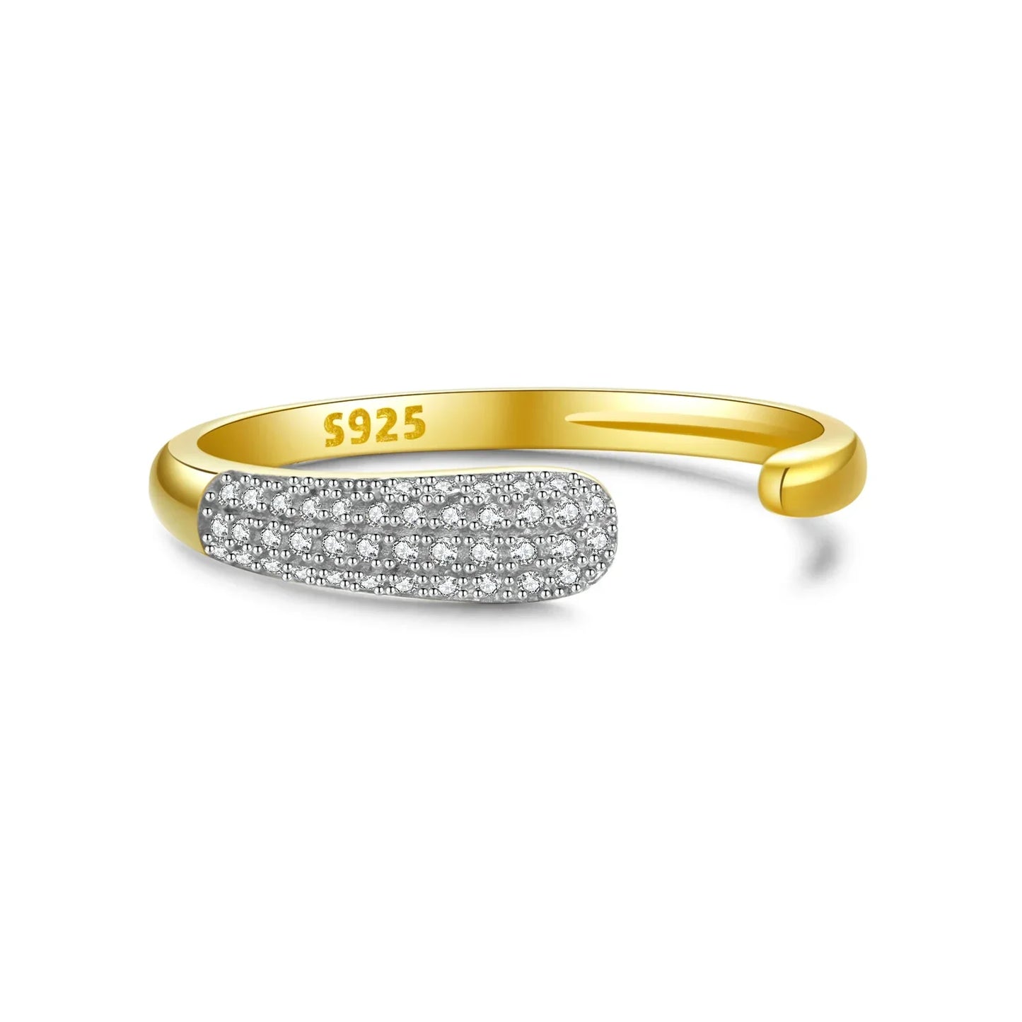 925 Sterling Silver Adjustable Zircon Ring