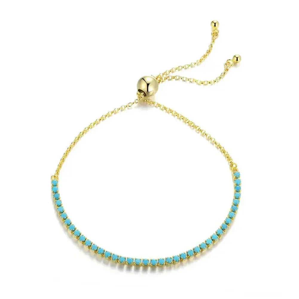 Sterling Silver CZ Tennis Bracelet – 14K Gold Plated Adjustable