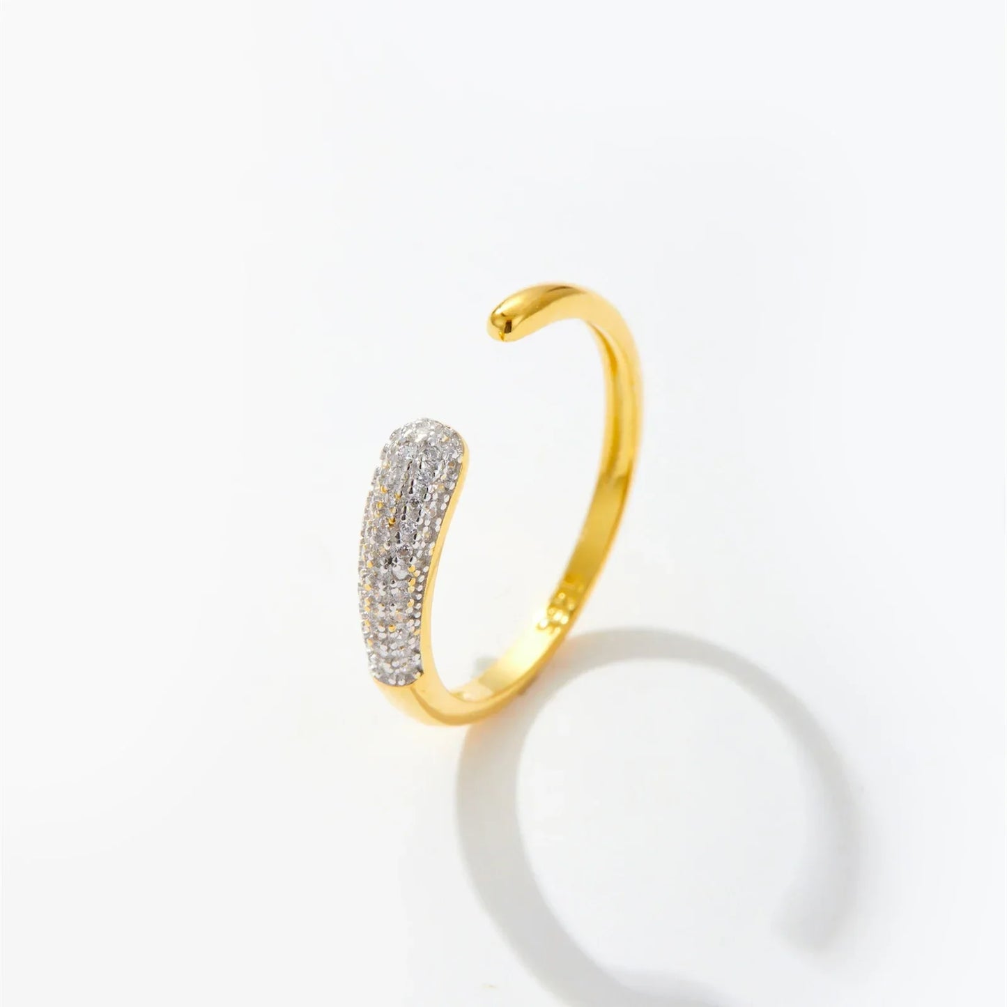 925 Sterling Silver Adjustable Zircon Ring