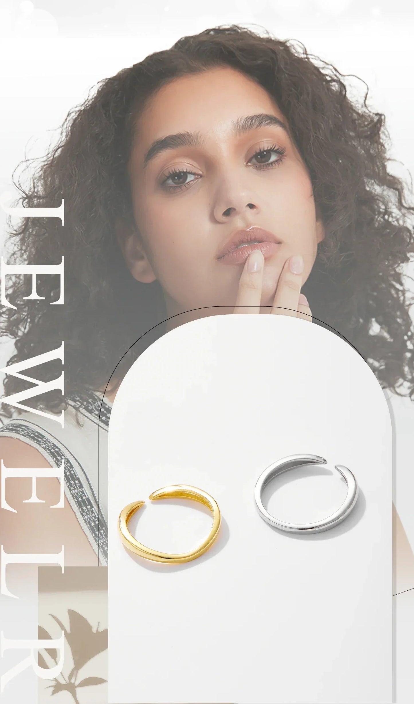 925 Sterling Silver Gold Talon Open Ring