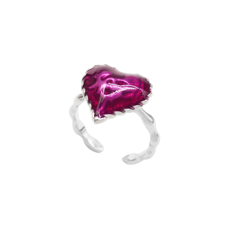 Love Heart Enamel Adjustable Ring