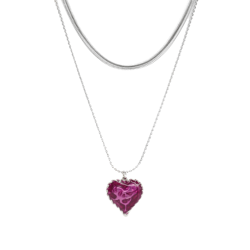 Love Heart Enamel Collar Pendant Necklace