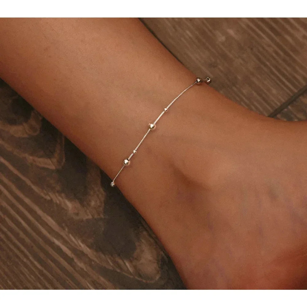 925 Sterling Silver Bead Anklet